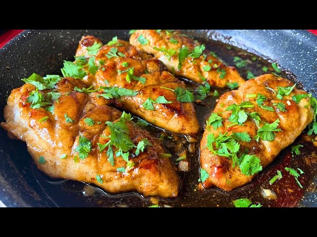 Juicy chicken breast in a frying pan! The best chicken breast recipe. Awesome sauce!