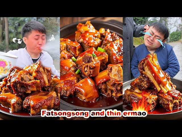 Shocked❗ This time, Songsong successfully made Ermao spicy❗| songsong and ermao | mukbang