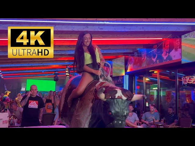 😍 Ride on a Bull | Benidorm Club 4K | Bull Riding in Benidorm