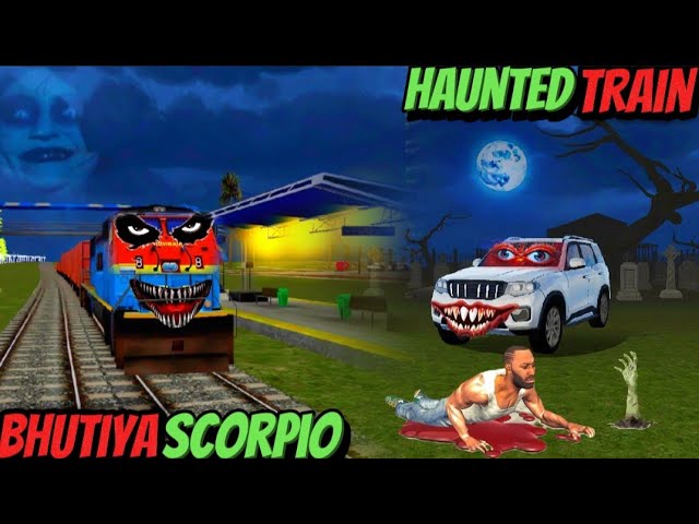 horror train vs Scorpio-N dinosaur zombie Haunted story - Indian bike driving 3D