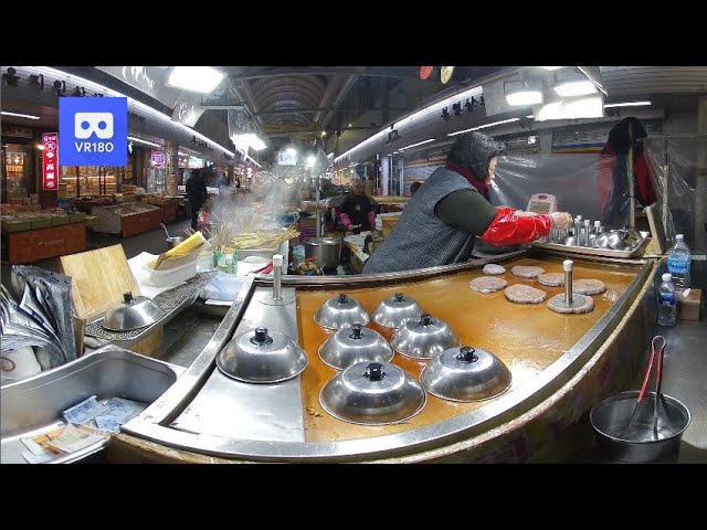 3D 180VR 4K Street Food Hotteok, korean Honey pancake. it's a popular street food in Korea 호떡 방산시장