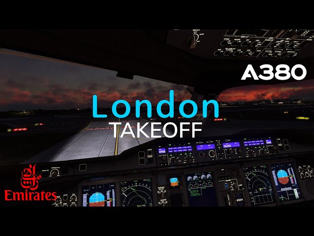 COCKPIT VIEW: Emirates A380 Dubai to London Takeoff | 4K