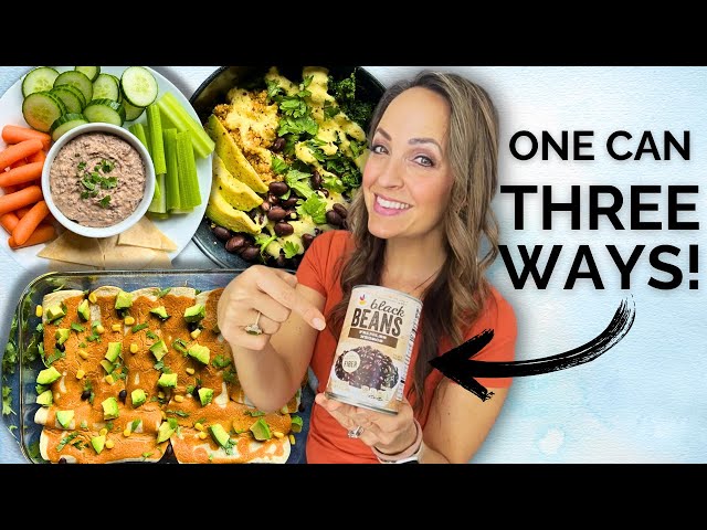 3 EASY vegan recipes made with a can of black beans!