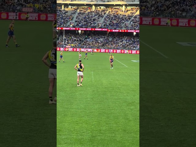 Oscar Allen kicks a goal against the Tiges | AFL Round 18 2023: West Coast Eagles v Richmond Tigers