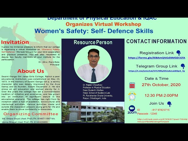 SGGJ Girls College, Raikot Live Stream on "Women's Safety: Self-Defense Skills".