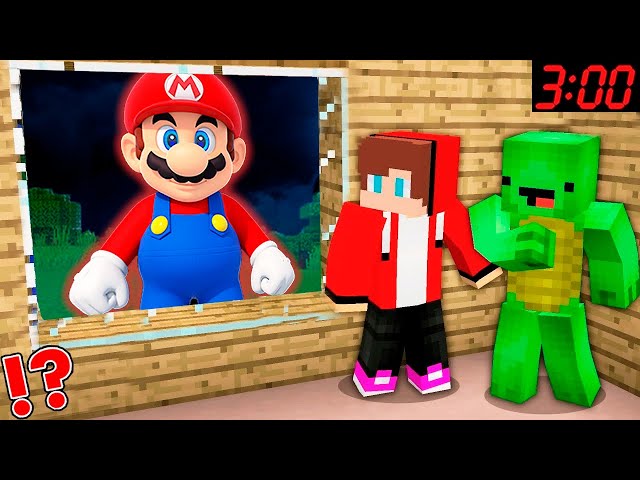 JJ and Mikey HIDE from MARIO in Minecraft Maizen Security House