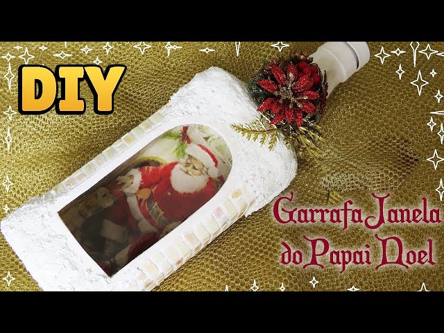 DIY: How to Make a Christmas Bottle - Reverse Decoupage Art - Santa's Window