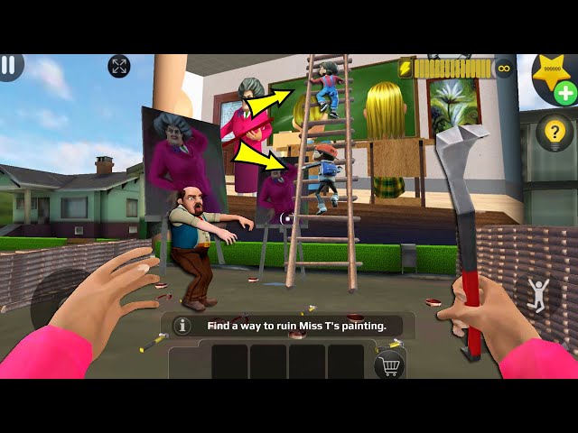 Scary Teacher 3D troll Miss T many trap and ladders (Mod menu) - gameplay part 4089 #scaryteacher3d