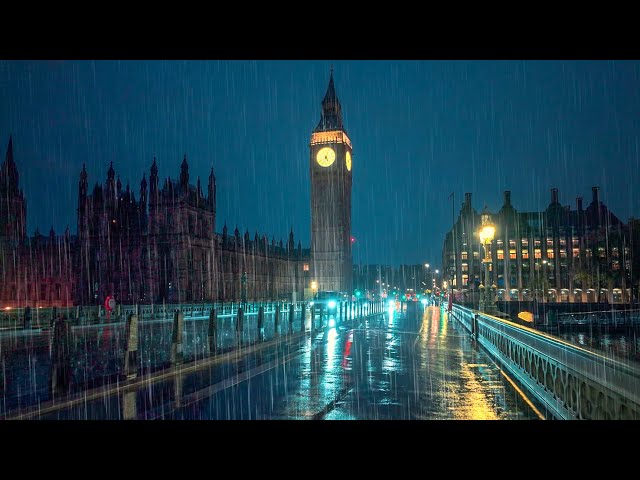 RAINY LONDON DAWN WALK ☔️ Westminster Bridge to Piccadilly Circus · 4K HDR