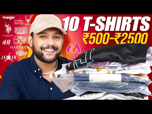 TOP 10 Branded T-Shirts From ₹500 for College 🔥 H&M, Roadster Men T-Shirts Haul 2024 | ONE CHANCE