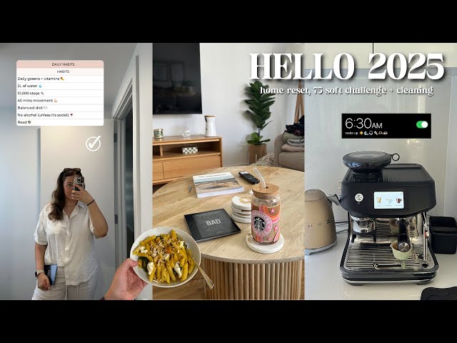 HELLO 2025 🏡 home reset, 75 soft challenge, clean with me, organising + grocery haul ✔️