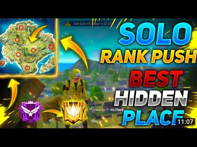 TOP 3 SOLO RANK PUSH BEST HIDDEN PLACE BERMUDA  RANK PUSH TRICK  FREEFIRE GRANDMASTER PUSH #freefire