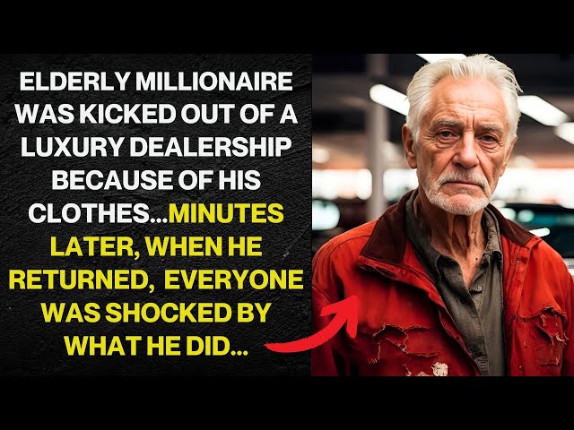 ELDERLY MILLIONAIRE WAS KICKED OUT OF A LUXURY DEALERSHIP BECAUSE OF HIS CLOTHES... MINUTES LATER