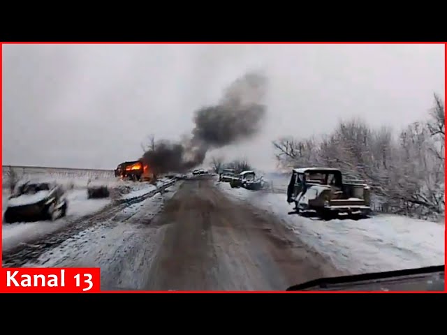 A column carrying to Russians cargo and manpower was hit, invaders' logistics route was destroyed