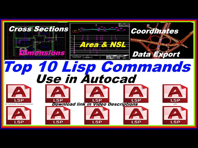 Top 10 Lisp Commands Use in Autocad. |Cross Section| |RD| |Data Extraction| |Dimension|  |Auto lisp|