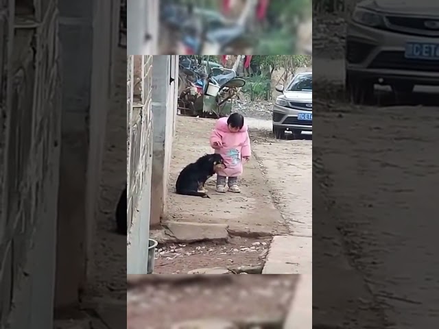 Adorable little girl protecting her dog🐕‍🦺 #short #shorts