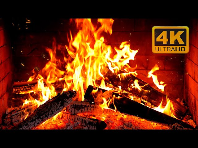 FIREPLACE 4K 🔥 Fireplace video with Burning Logs & Fire Sounds