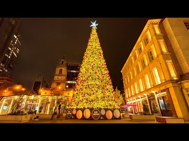 London Christmas Tour 2024 ✨ London’s Tallest Christmas Tree, City of London Walk Tour 🎄 4K HDR