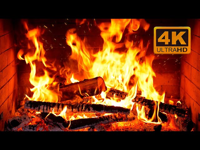 Birchwood Crackling Fireplace (4K Ultra HD)