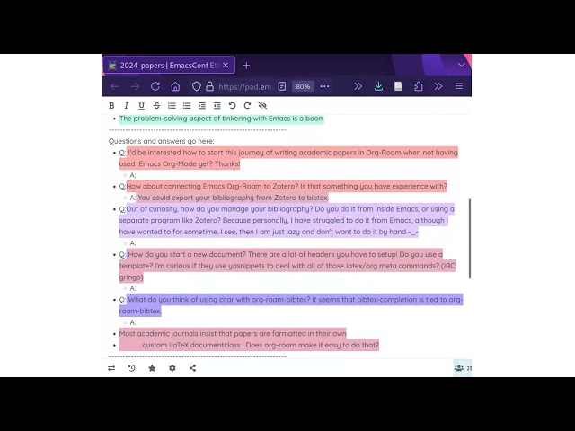 EmacsConf 2024 Q&A: Writing academic papers in Org-Roam