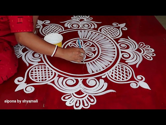 very simple alpona design / special alpona design for all festivals / kolam design