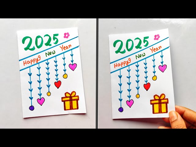 Happy New Year craft making | DIY New Year handmade card | White paper New Year card