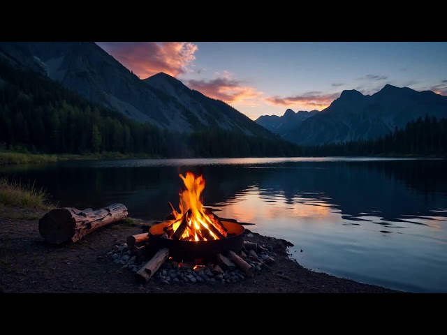 No Ads 🔥12 Hours of Cozy Fireplace | Relaxing Mountain Views & Ambient Sounds