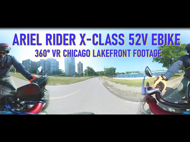 360° VR : ARIEL RIDER XCLASS 52V : EBIKE RIDE ALONG CHICAGO LAKESHORE BIKE PATH IN 4K (KODAK PIXPRO)