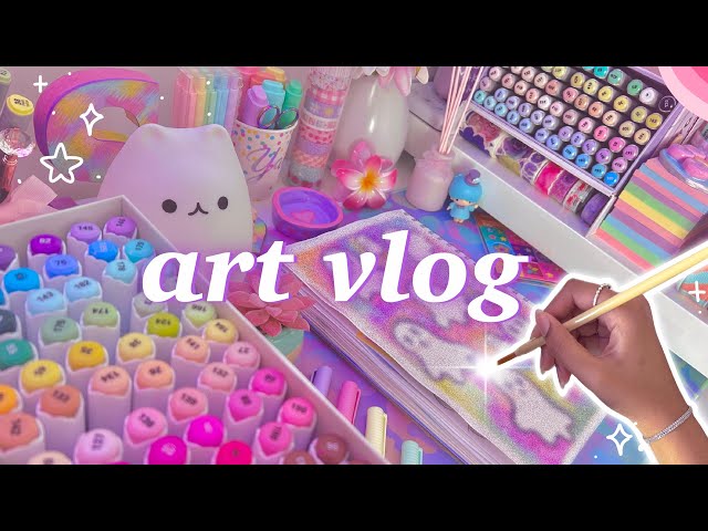 aesthetic art vlog 🌷 [productive] drawing, clay, organising, sketchbook pages & more