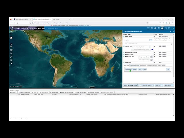 Advanced Filters in the Geographic Names Server - Spatial filters