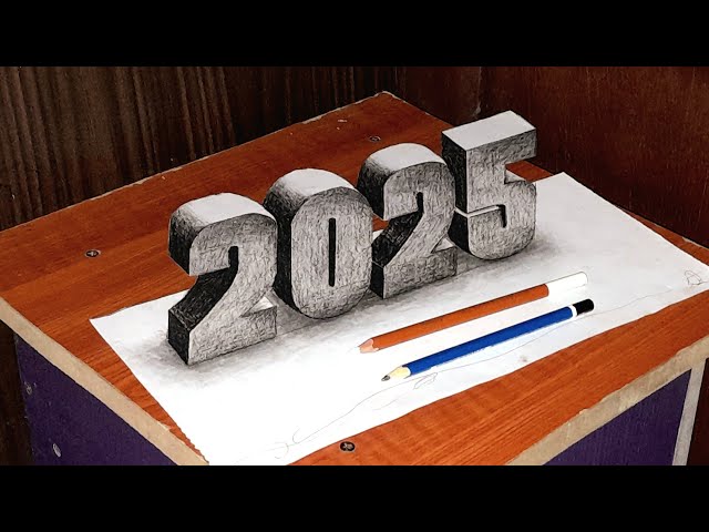 3D Drawing "2025" on Paper - Trick Art - Easy 3D Illusion!!