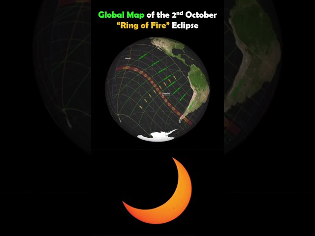 Global Map of the 2nd October Annular "Ring of Fire" Eclipse