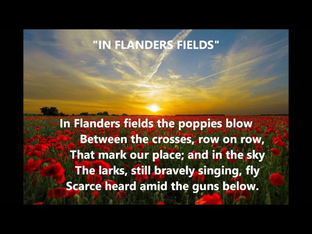 IN FLANDERS FIELDS song poem words lyrics patriotic veterans hero Memorial Day tribute sing along