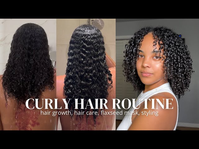 Curly Hair Routine | 3b/3c, hair growth + hair care tips, DIY flaxseed hair mask, wash + defining