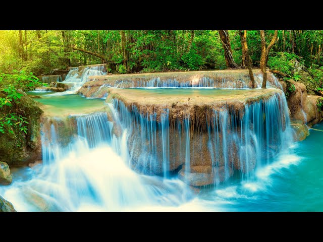 1 Hour Relaxing Music with Waterfall Sounds - [4K] (Very Relaxing)