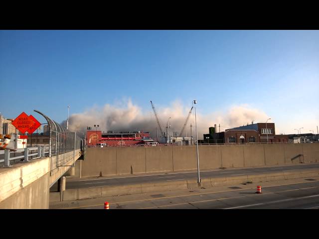 (GREAT SOUND!) The Implosion of the Park Avenue Hotel, Detroit, Michigan by the Coward Mike Ilitch