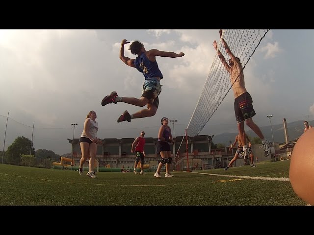 volleyball 3 meter spike during warm up  170 cm spiker