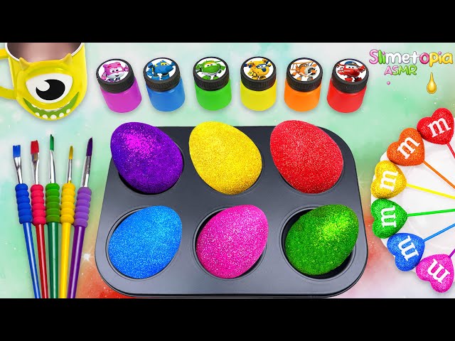 Oddly Satisfying 🌈 The Most Satisfying DIY Glitter Rainbow Eggs | Slimetopia