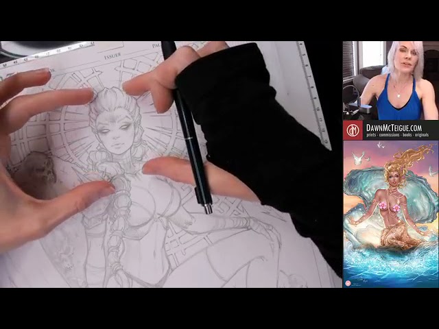 Comic Book Artist Dawn McTeigue Draws a Lady Death Comic Book Cover - Sketching!