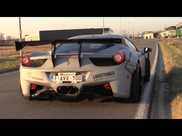 Liberty Walk Ferrari 458 w/ Fi Exhaust - Start, Acceleration, Airrex & SOUNDS!