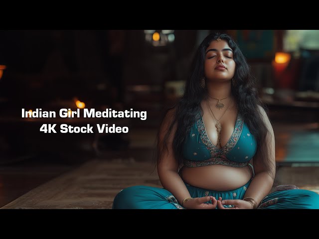 Beautiful Indian Girl Meditating in Nature | No Copyright Free Video