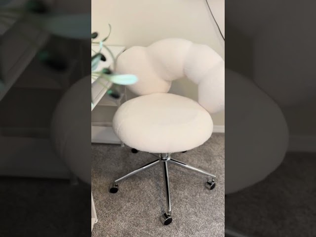 white vanity chair#whitechair#deskchair#cutechair#teddychair#zzw#taskchair#zzw#homechair#girlchair