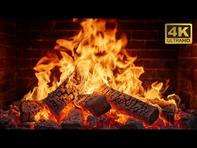 🔥 Cozy Fireplace 4K (12 HOURS). Fireplace with Crackling Fire Sounds. Fireplace Ambience