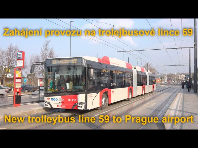 Nová trolejbusová linka 59 na Letiště Praha z Veleslavína, Škoda 38Tr, 6.3.2024 | 8K HDR