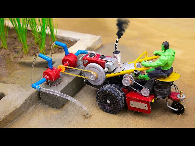 DIY tractor making mini Concrete Mixer to Concrete Road Repair || Village Farm