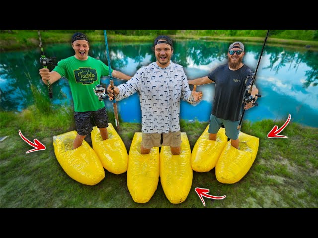 $500 Inflatable WALK ON WATER Shoes From ALIBABA! (1v1v1 Fishing Challenge)