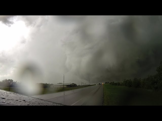 Raw Footage of Massive Wedge Tornado Crossing Road - Sulphur, OK - May 9, 2016