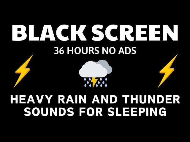 🔴 Heavy Rain and Thunder Sounds for Sleeping - Black Screen | Peaceful Sleep Aid with Rain, Live