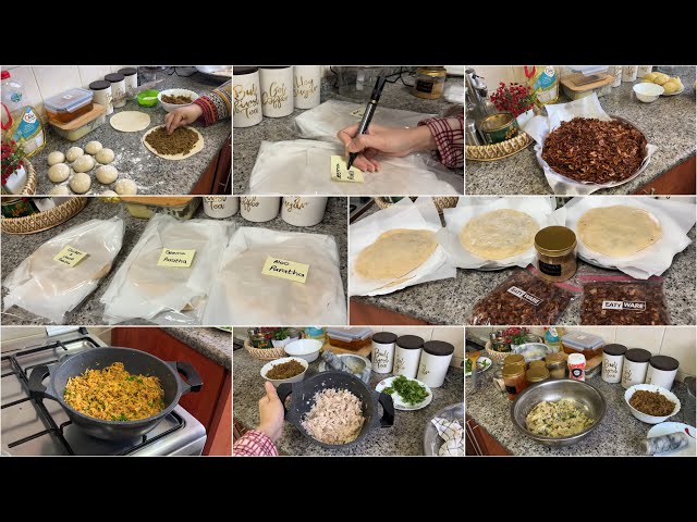 Pre Ramzan Prep | Make & freeze | Chicken&cheese Parathey | How to store Fry onions | Chat masala