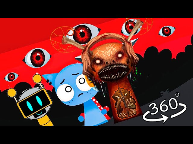 360° VR Incredibox Sprunki Animation: Sky and Fun Bot flee from zombie Pinki